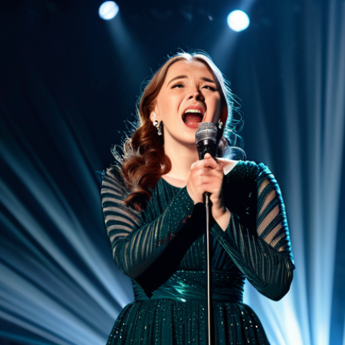 Vocal Performance & Emotional Expression**

"A female singer on stage, fully clothed in a modest evening gown, expressing deep emotion through her singing, bathed in stage lights, microphone in hand, safe for work, appropriate content, perfect anatomy, correct proportions, natural pose, professional stage lighting, high quality, family-friendly."

**