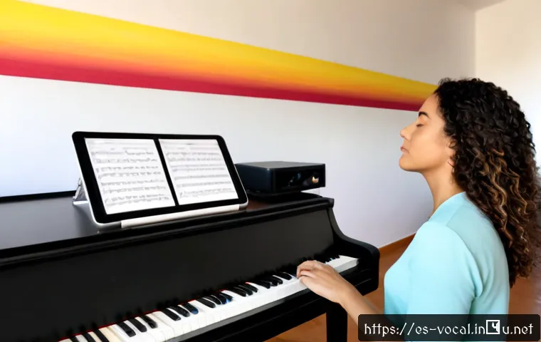 보컬트레이너 자격 취득 전략 - Photorealistic vocal coaching certification preparation scene for a Spanish-speaking audience: focus...